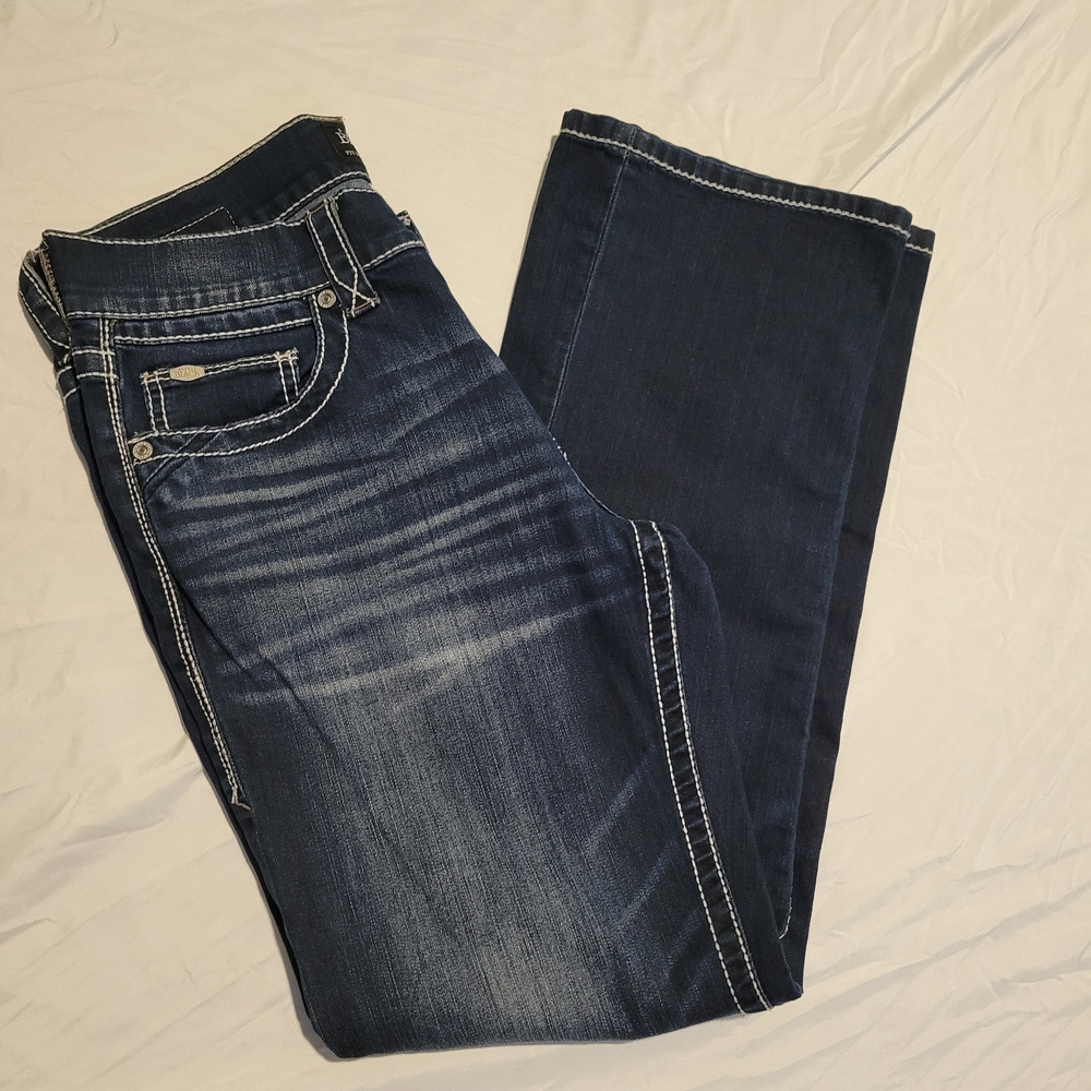 Buckle Blue Boot Cut Jeans with Classic Dark Wash